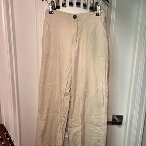 Urban Haus Women’s Cream Linen striped cropped Pants